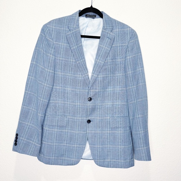 Tommy Hilfiger Modern Window Pane Plaid Linen Wool Preppy Sports Coat Jacket - Picture 1 of 11